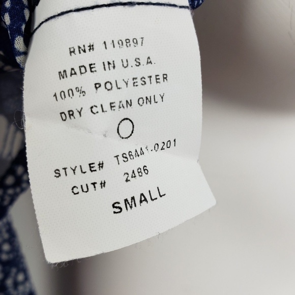 COLLECTIVE CONCEPTS Blue White 3/4 Sleeve Sheer Blouse Womens Size S Small - Picture 6 of 6